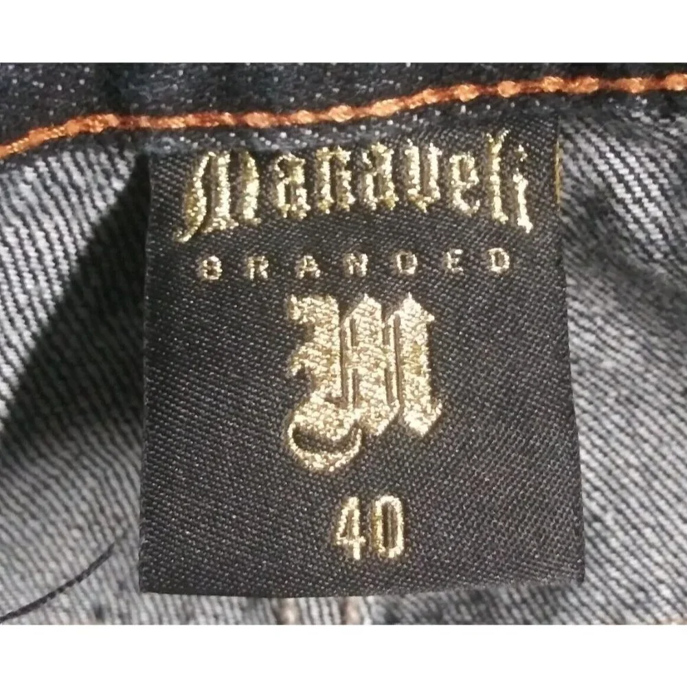 Makaveli Branded Mens Jeans Size 40/26.5 short dark wash high rise straight EUC